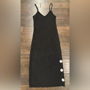 Women’s Spahgetti Strap Black Dress With Pearlized Button Details size 4